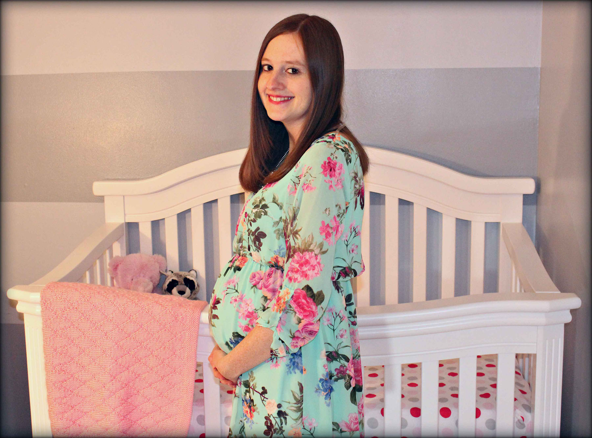 pink blush floral maternity dress