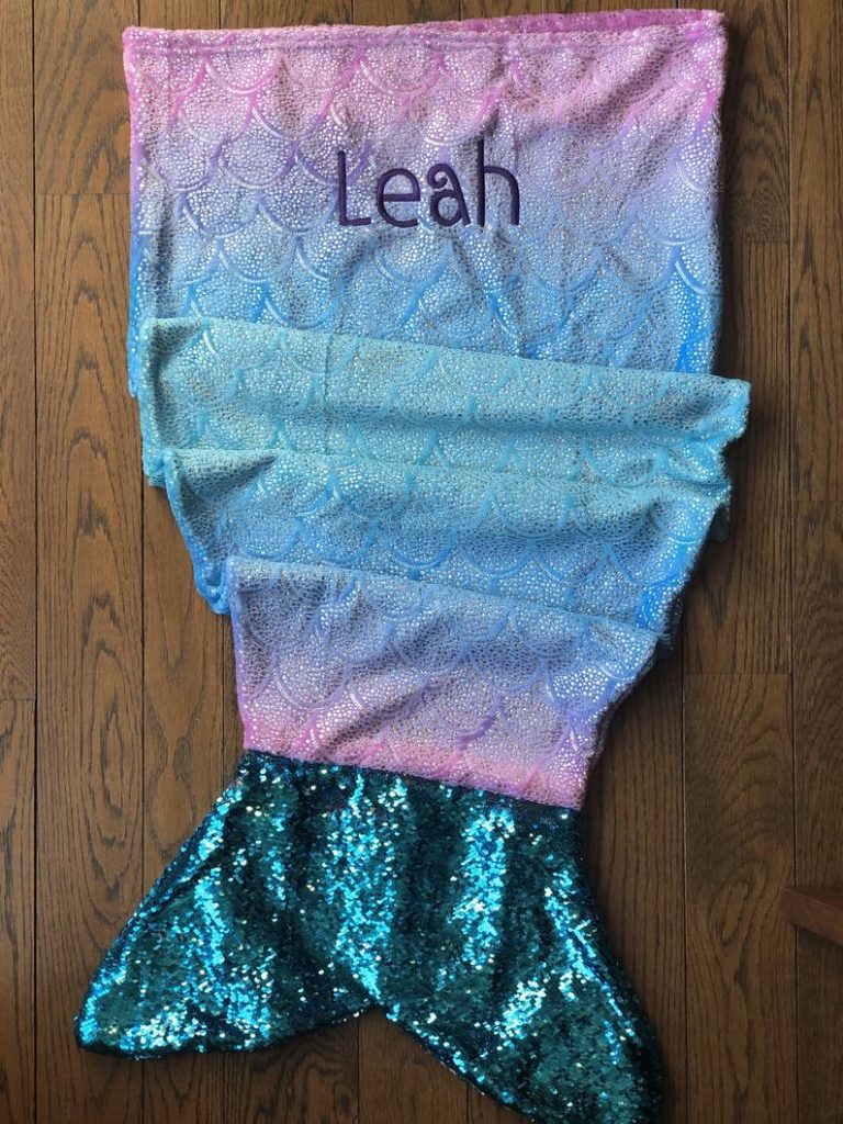 mermaid tale blanket with name personalization