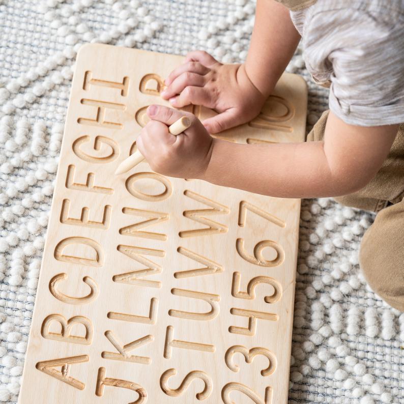 Wooden tracing board for toddlers learning toy