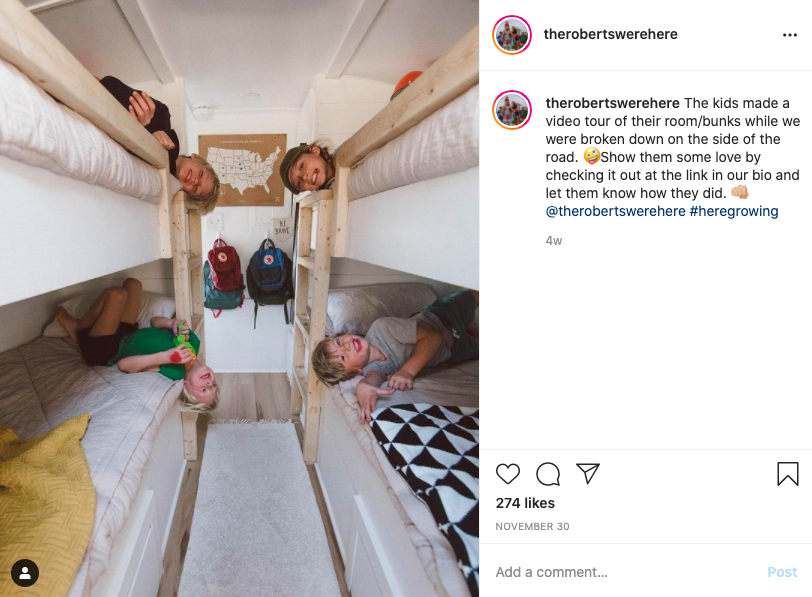 therobertswerehere full time RV family instagram