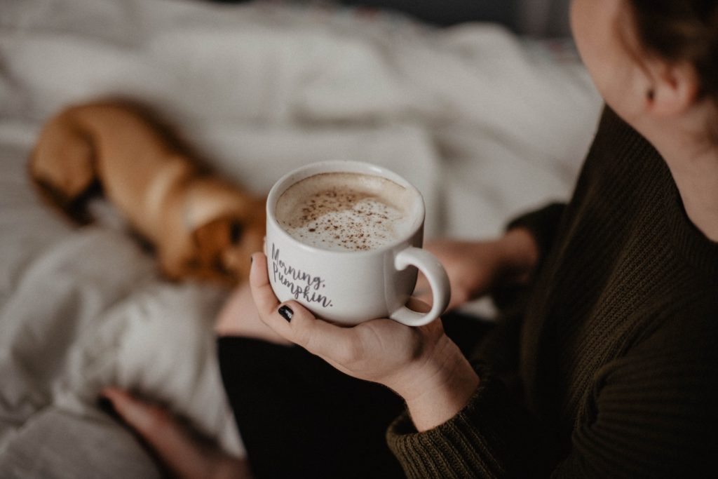 woman coffee early morning